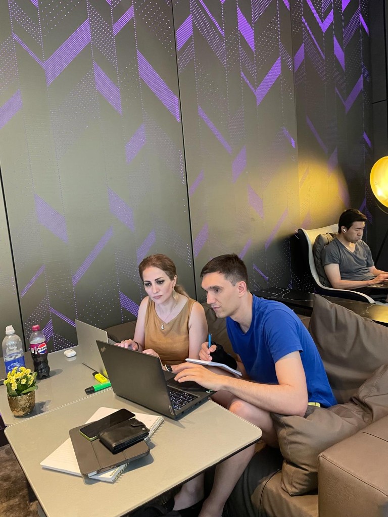 Samira and Viktor drafting the GoodByeScope3 roadmap at Park Plaza Victoria